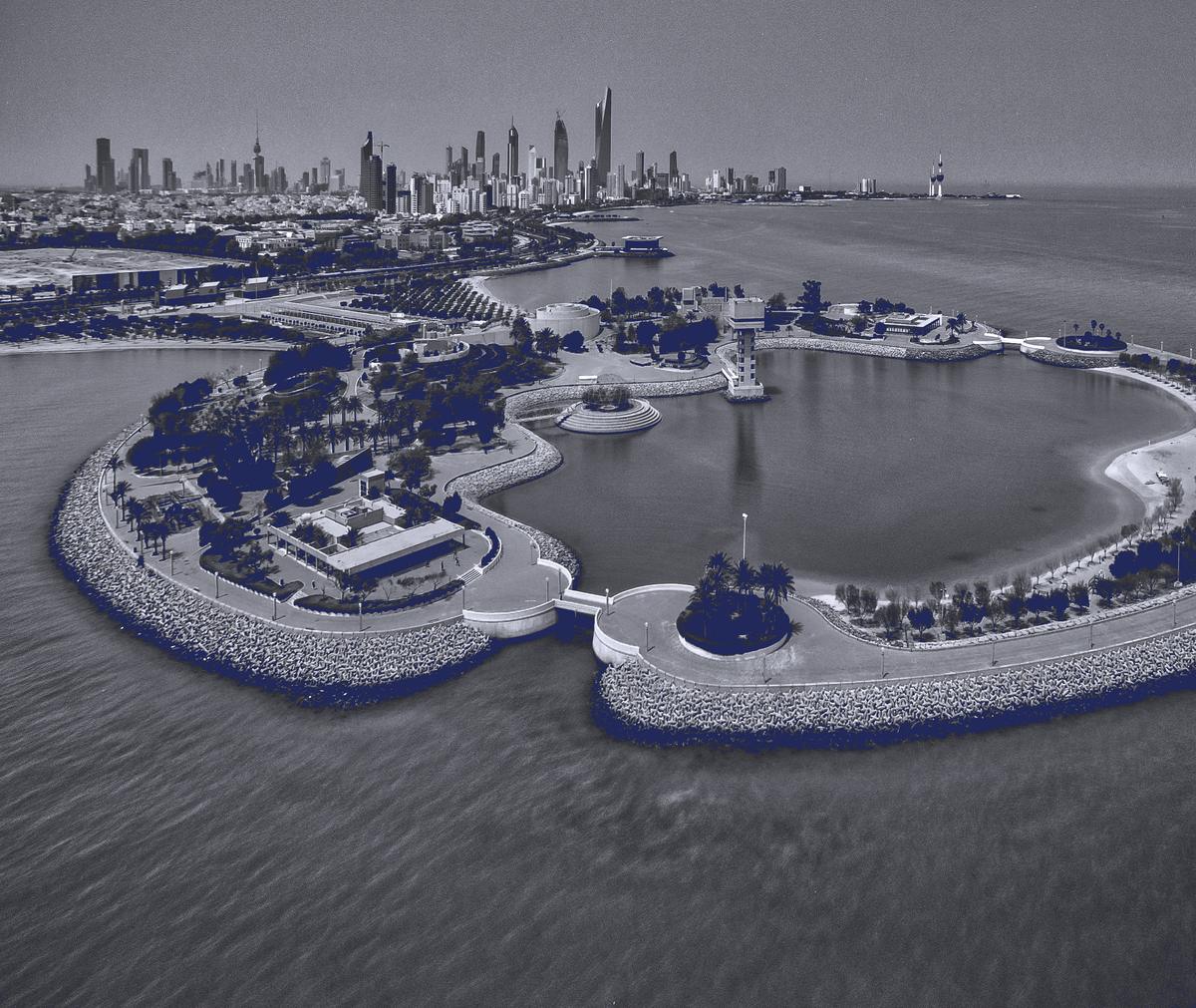 Aerial view of Green Island on the Kuwait waterfront
